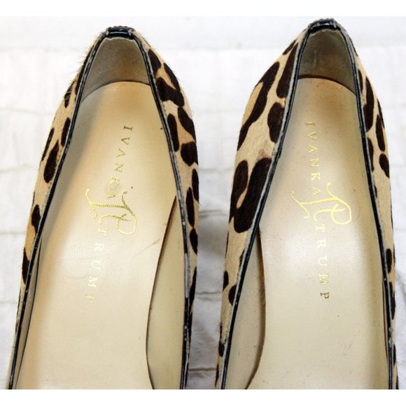 Ivanka Trump Women's Cow Fur Dyed High Heels sz 7M Cheetah Leopard Leather Sole - Picture 6 of 11